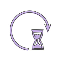 Sandglass clock icon. Flat image sandglass cartoon style on white isolated background.