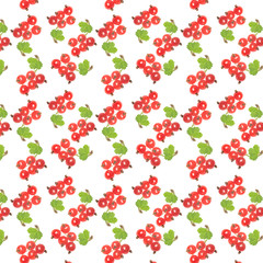 Seamless pattern of red currant berries on a white background