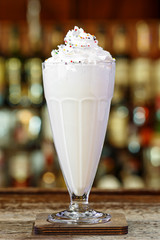 Non-alcoholic milkshake with whipped cream