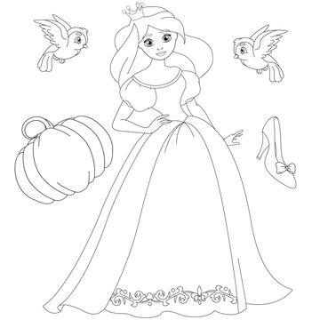 Fairytale blond princess Coloring Book Page