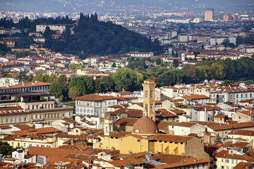 Amazing view of Florence city from Campanile di Giotto bell tower in Florence Italy