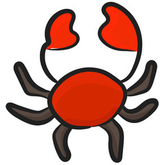
A sea animal, crab in editable doodle style 
