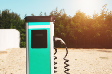 Charging station concept for electric car.   Eco electric concept.