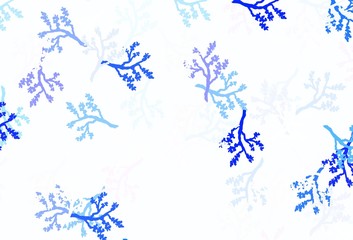 Light Blue, Yellow vector doodle layout with sakura.