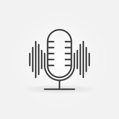 Microphone with Sound Wave linear vector concept icon or logo element