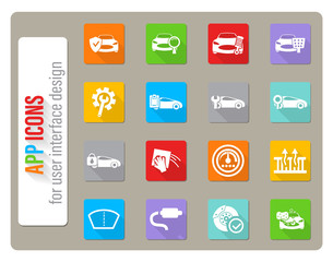 car shop icon set