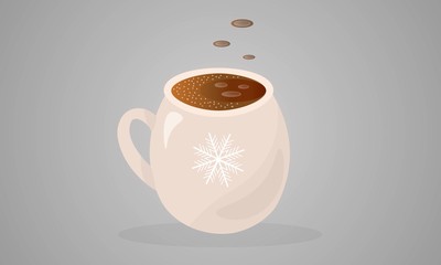 A cup of coffee in soft pastel colors. Vector.