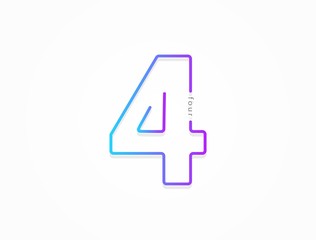 4 number, modern gradient font alphabet. Trendy, dynamic creative style design. For logo, brand label, design elements, application and more. Isolated vector illustration