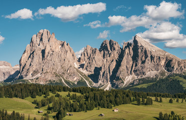 Sassolungo - Langkofel mountain group - epic rugged mountains of Dolomites UNESCO world heritage site, in South Tyrol, Italy