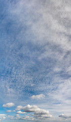 Fantastic clouds against blue sky, panorama