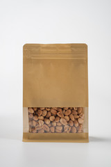 blank standing pouch mockup with transparent window