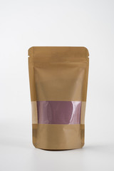 blank standing pouch mockup with transparent window