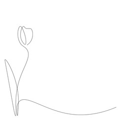 Flower on white background line drawing, vector illustration