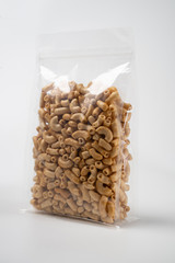 transparent blank snack standing pouch mockup over white background