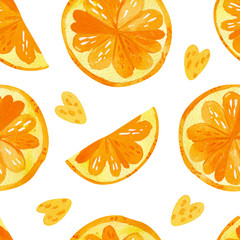 Citruses drawings seamless pattern. Summer fruits texture. Watercolor creative wallpaper, wrapping paper, textile design, scrapbooking, digital paper.