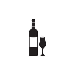 wine glass and bottle icon vector illustration