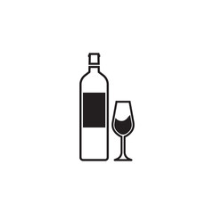 wine glass and bottle icon vector illustration