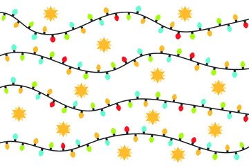 Christmas creative garlands. Garlands set.  Colorful xmas light bulbs the vector graphic illustration.