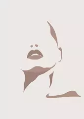 Photo sur Aluminium brossé Minimaliste art Portrait de femme abstraite dans un style plat minimaliste. Affiche d& 39 art féminin. Art élégant de dame dans des couleurs pastel.