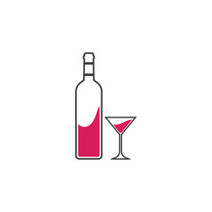 wine glass and bottle icon vector illustration