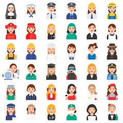 Profession and job related icon set 1, Female version