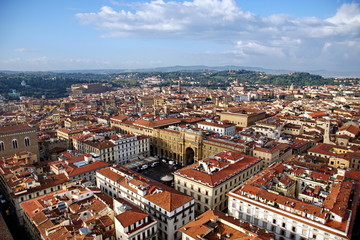 Naklejka na ściany i meble Amazing view of Florence city from Campanile di Giotto bell tower in Florence Italy