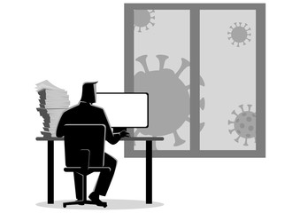Man working from home during the coronavirus outbreak