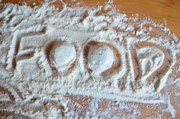 Lettering on the table: food