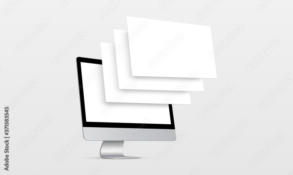 Fototapete modern computer monitor mockup with blank wireframing pages. concept for showcasing web-design proje