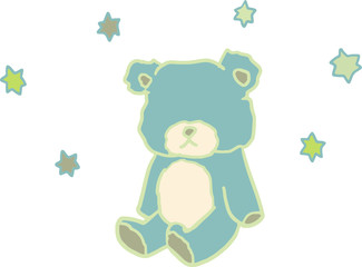 レトロなテディベアのイラスト