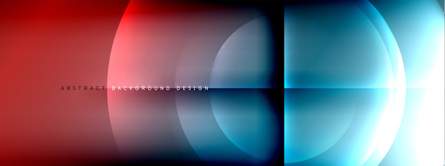 Vector abstract background - circle and cross on fluid gradient with shadows and light effects. Techno or business shiny design templates for text