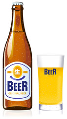 ビール瓶とグラス