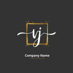 V J VJ Initial handwriting and signature logo design with circle. Beautiful design handwritten logo for fashion, team, wedding, luxury logo.