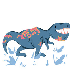 Cartoon dinosaurs vector illustration, monster animal, dino prehistoric character reptile predator jurassic fantasy dragon