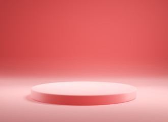 Empty pink product podium, minimal abstract background