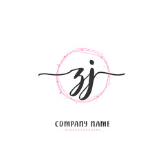 Z J ZJ Initial handwriting and signature logo design with circle. Beautiful design handwritten logo for fashion, team, wedding, luxury logo.