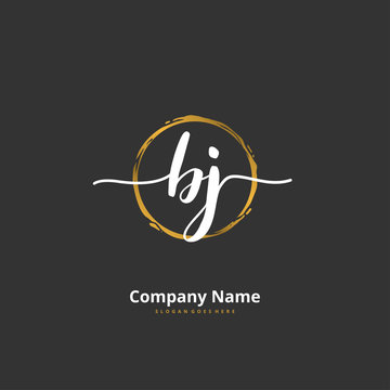 b j bj Initial handwriting and signature logo design with circle. Beautiful design handwritten logo for fashion, team, wedding, luxury logo.