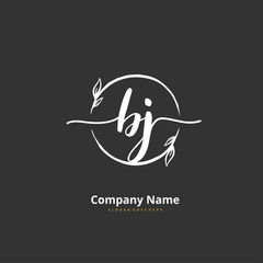 b j bj Initial handwriting and signature logo design with circle. Beautiful design handwritten logo for fashion, team, wedding, luxury logo.