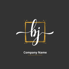 b j bj Initial handwriting and signature logo design with circle. Beautiful design handwritten logo for fashion, team, wedding, luxury logo.