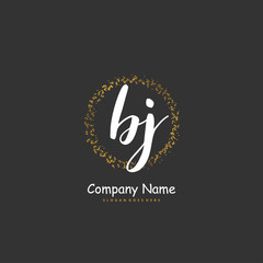 b j bj Initial handwriting and signature logo design with circle. Beautiful design handwritten logo for fashion, team, wedding, luxury logo.