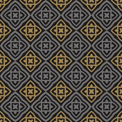 Abstract background pattern. Black, gray and gold colors. Wallpaper texture with geometric pattern for your design. Vector background image