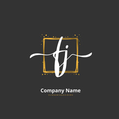 F J FJ Initial handwriting and signature logo design with circle. Beautiful design handwritten logo for fashion, team, wedding, luxury logo.