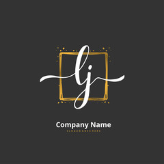 L J LJ Initial handwriting and signature logo design with circle. Beautiful design handwritten logo for fashion, team, wedding, luxury logo.