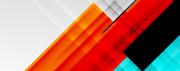 Geometric abstract backgrounds with shadow lines, modern forms, rectangles, squares and fluid gradients. Bright colorful stripes cool backdrops