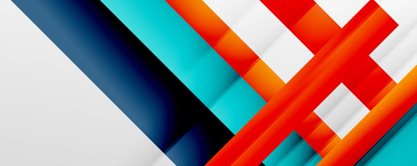 Fototapeta premium Geometric abstract backgrounds with shadow lines, modern forms, rectangles, squares and fluid gradients. Bright colorful stripes cool backdrops