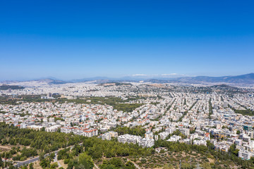 Athens Greece erial view from Hymettos mount, sunny summer day.