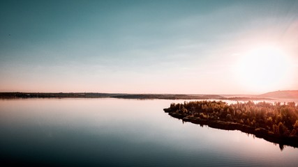 sunset over a lake near leipzig