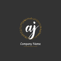 A J AJ Initial handwriting and signature logo design with circle. Beautiful design handwritten logo for fashion, team, wedding, luxury logo.