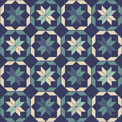 Aztec elements. Mosaic with geometric shapes. Seamless pattern. Design with manual hatching. Textile. Ethnic boho ornament. Vector illustration for web design or print.