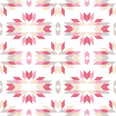 Aztec elements. Mosaic with geometric shapes. Seamless pattern. Design with manual hatching. Textile. Ethnic boho ornament. Vector illustration for web design or print.